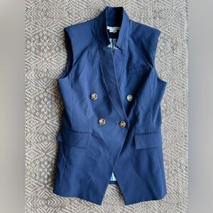 NWT Veronica Beard Amika Doubled Breasted Button Vest in Marine Navy Blue Size 6